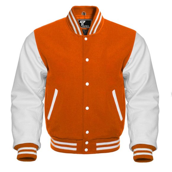 PURE COWHIDE LEATHER SLEEVES AND PURE BANU WOOL BODY VERSATY BOMBER JACKET - Picture 6 of 16